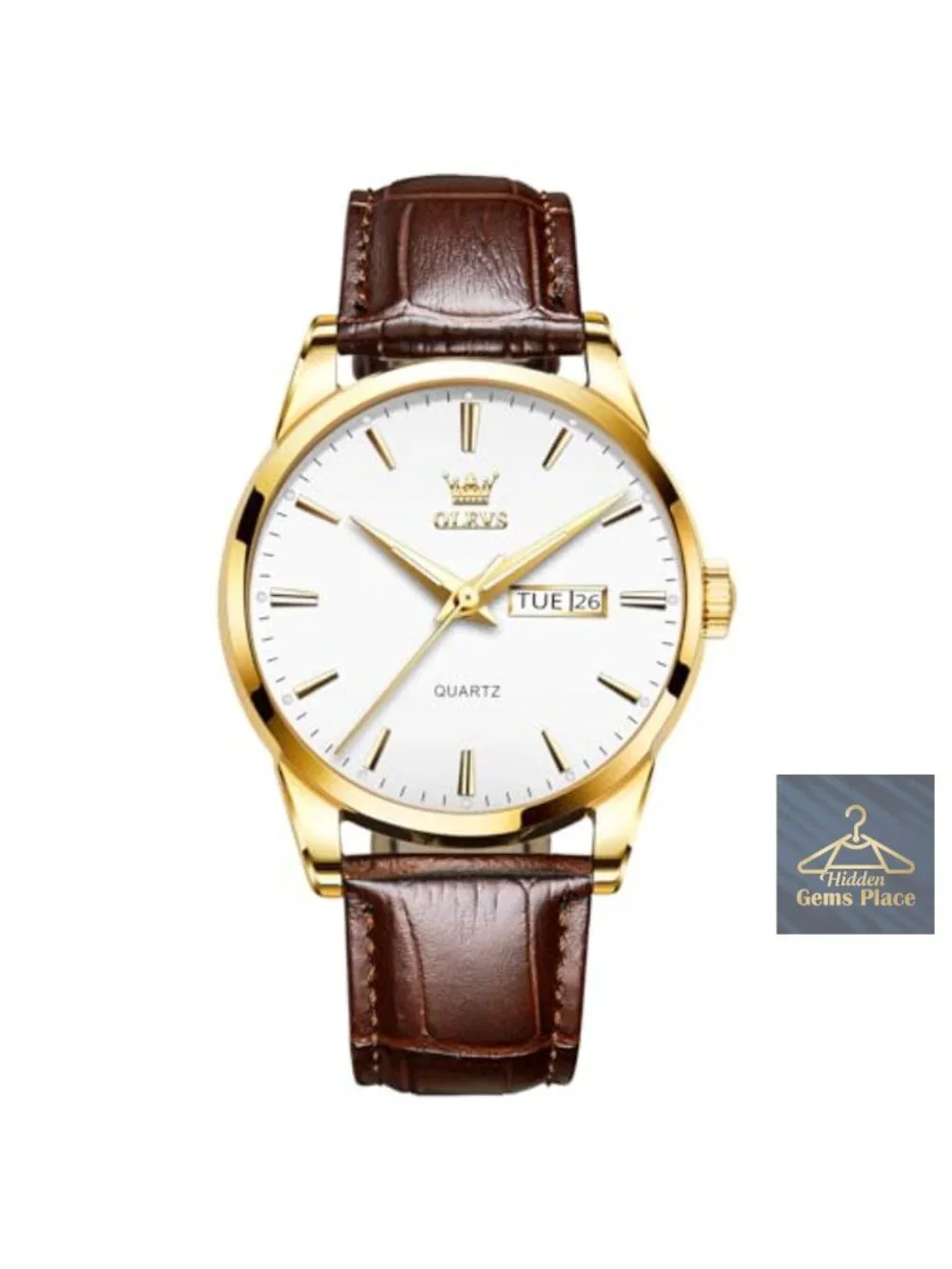 Men's Casual Leather Watch, Three-Hand Analog Stainless Steel Luminous Quartz